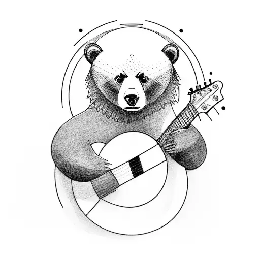 A Bear Playing A Guitar In A Rock Music Festival Setting