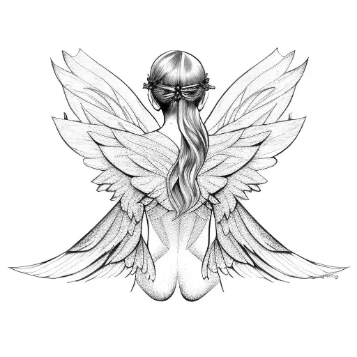 Colorful Minimal Fairy With Big Wings