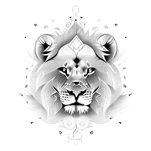 Lion And Cub Symbolizing Growth And Manifestation