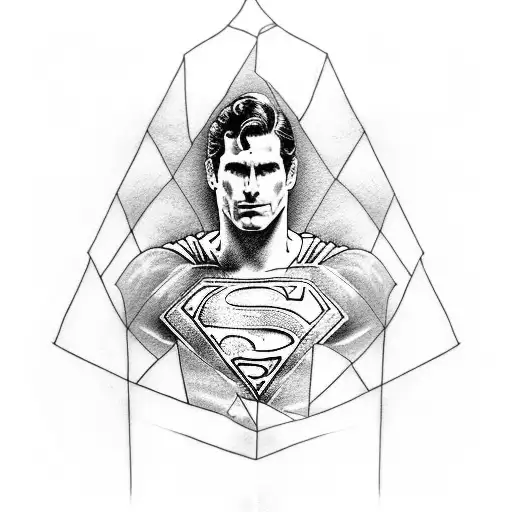 A Dotwork Tattoo Merging Superman And Football Imagery