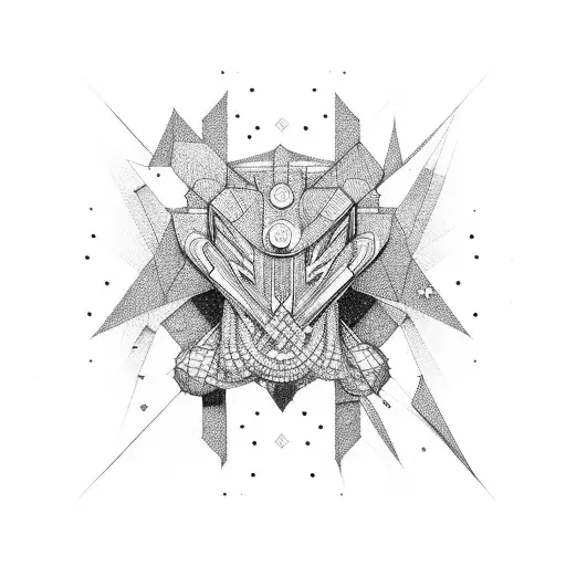 An Abstract Thunderbolt Made Up Of Intricate Geometric Shapes