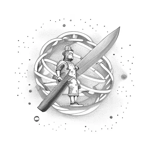 Chef's Knife Forming A Helix Shape Surrounded By Kids Playing In A Nature Setting