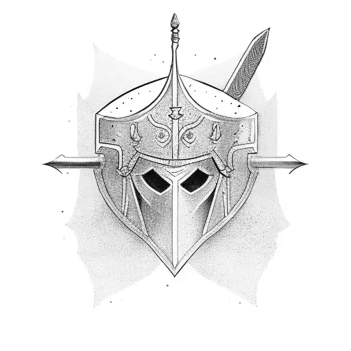 A Minimalist Line Drawing Of A Knight's Sword Vertical