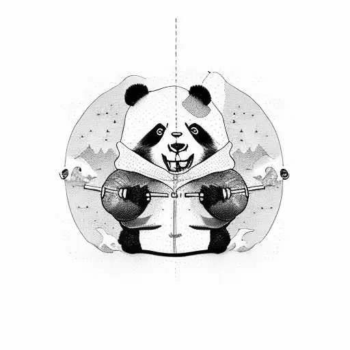 Panda In The Hoodie Holding Dumble At Gym