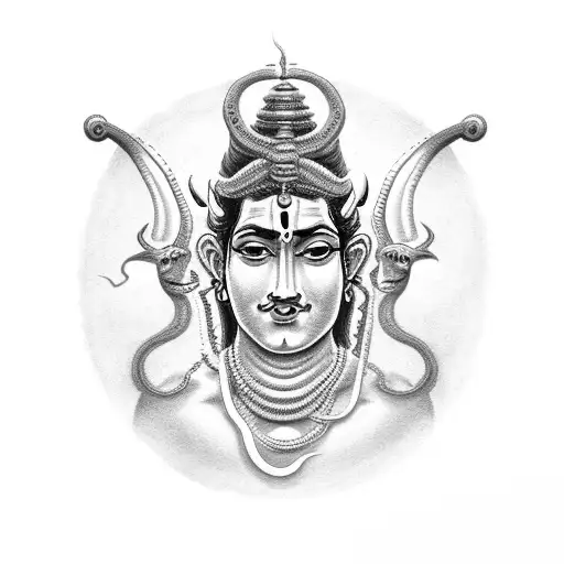 Lord Siva With Snake And Bull