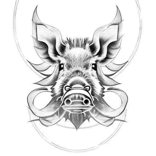 Boar Tattoo With Nose Ring And Roman Numerals For 2019
