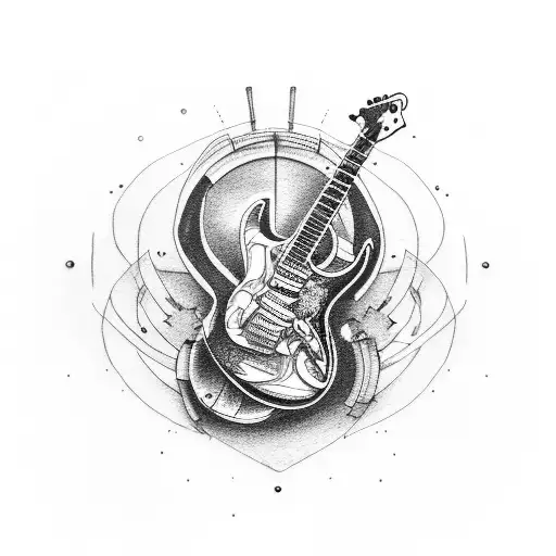 Combine A Guitar And A Motorcycle Engine In A Dotwork Style