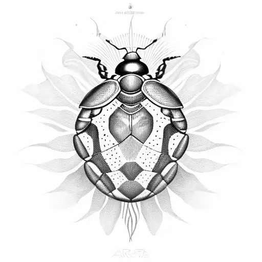 Scarab Beetle With Sun