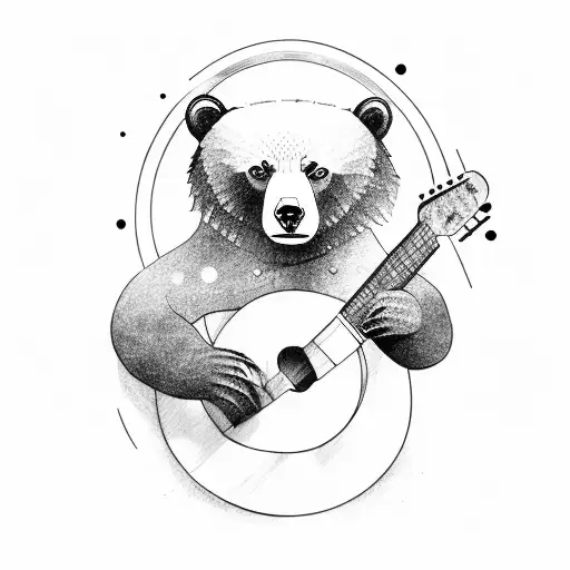 A Bear Playing A Guitar In A Rock Music Festival Setting