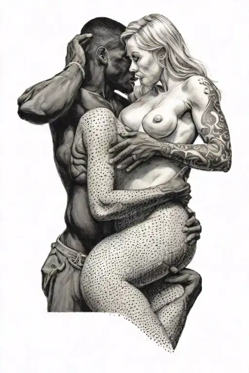 Nude Slim Young Pregnant European Blonde Teenage Girl And Muscular Black Man