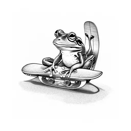Cute Frog On Skateboard