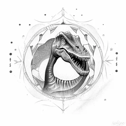 Long Neck Dinosaur Tatto With Mandala Inside Dinosaurs Birthdates And Names