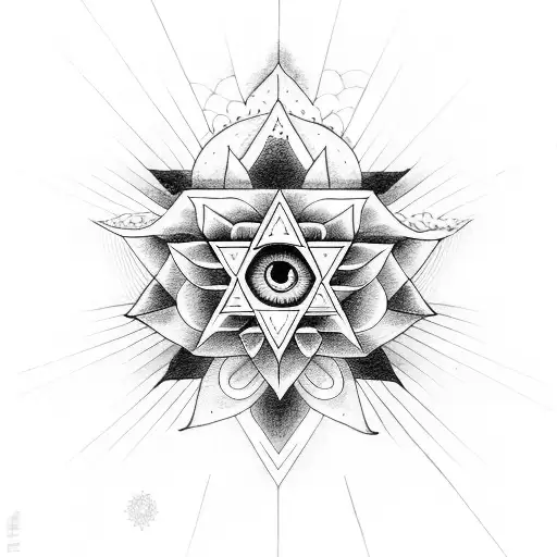 The Eye Of Providence With Lotus Flower For Sternum