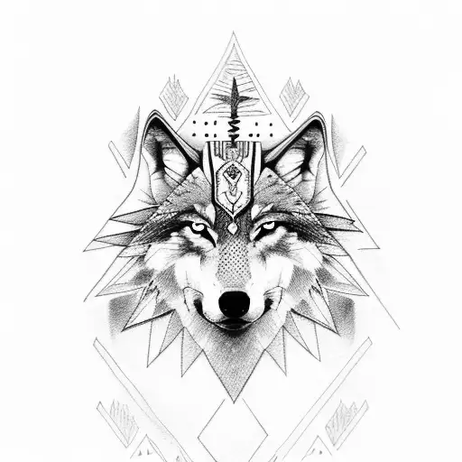 Wolf With Indian Headdress