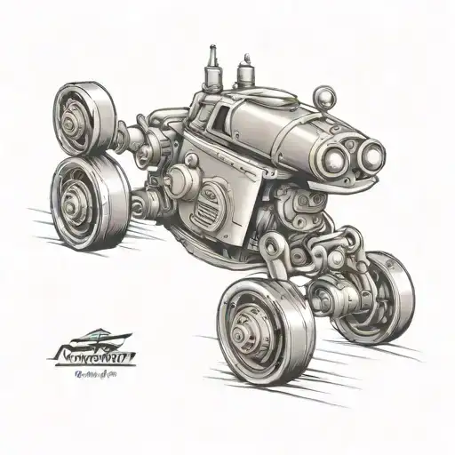 A Tattoo Of A Vintage Classic Car Transformed Into A Robot From A Classic Cartoon