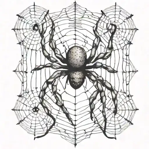 An Abstract Representation Of A Spider Intertwined With Cybersigilism Symbols On A Fence