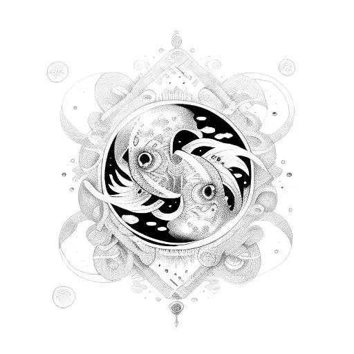 Moon And Ocean Spirit Avatar Mixed With Twin Pisces