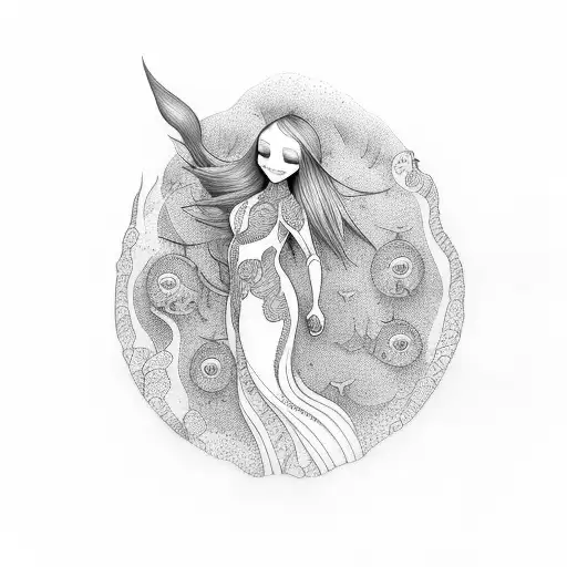 Girl Falling Spine Into Ocean