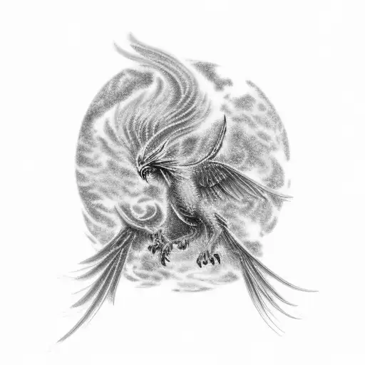 Phoenix In Front Of A Brain