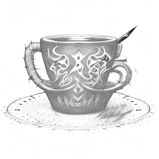 A Barbed Wire Fence Made Of Coffee Cups And Saucers