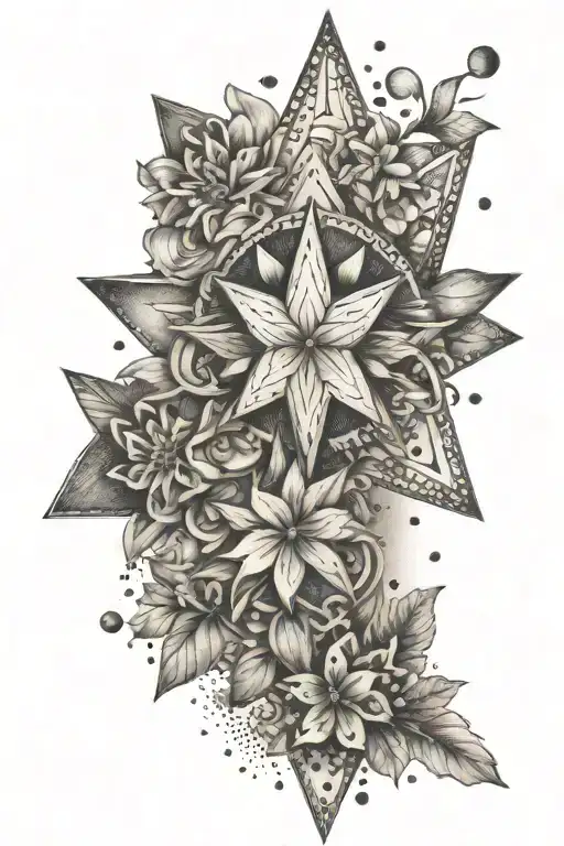 Aquarian Star & Flowers