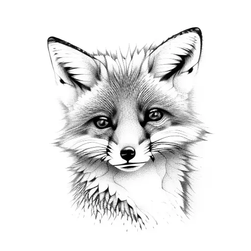 Babyfox Full Body Simple Line Art