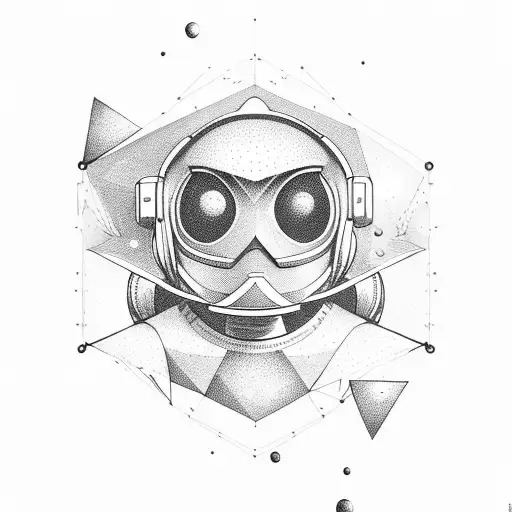 Space With Astronaut And Geometic