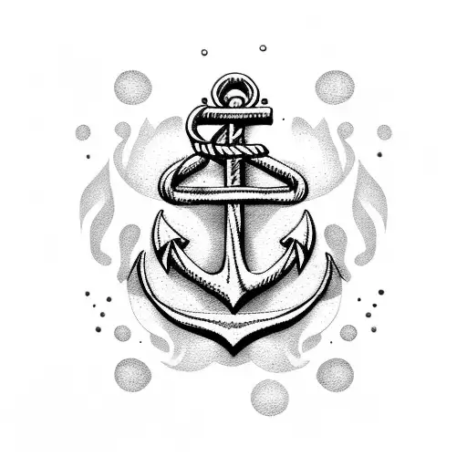 Anchor With Scale And Flowers