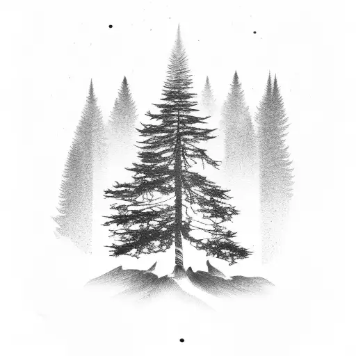 Pine Trees Washed In The Ocean