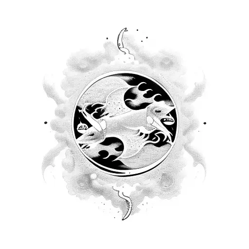 Moon And Ocean Spirit Avatar Mixed With Twin Pisces