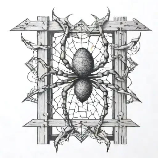 An Abstract Representation Of A Spider Intertwined With Cybersigilism Symbols On A Fence