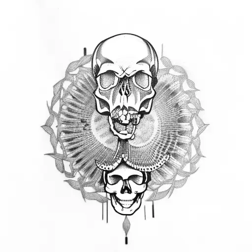 Headress Facing Forward Skull Inside