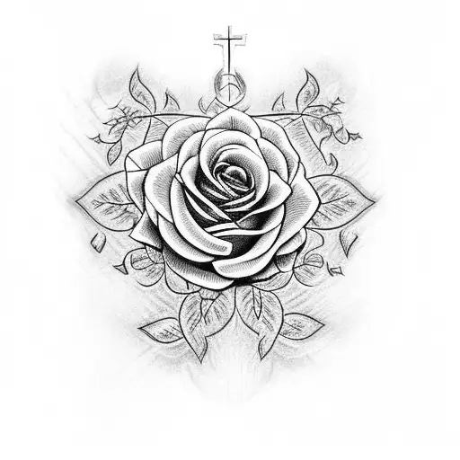 A Cross With Rose Vines On It And John 14 Written In Script