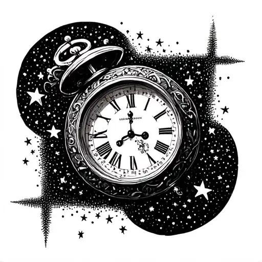 An Old Clock Surrounded By Stars Forming The Shape