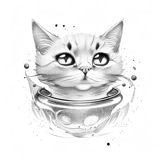 Spilled Inkwell With Ink Cat Paws Leading Away