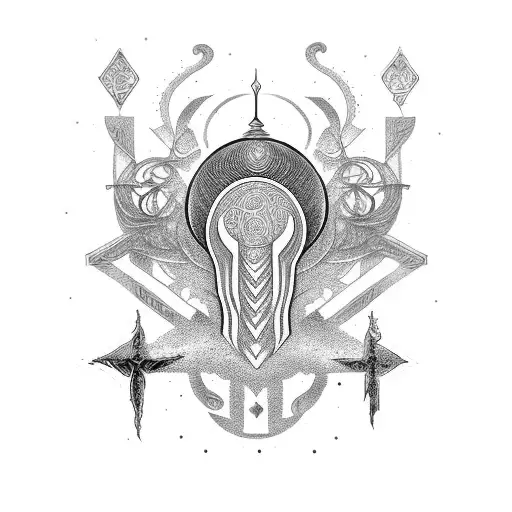 Black And White Ornate Ankh