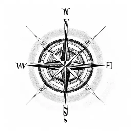 Compass With Hour Glass And Clock