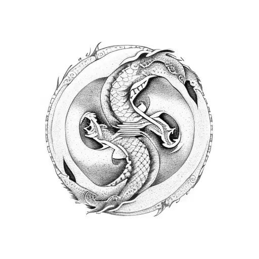 Dragon Surrounded Yin Yang