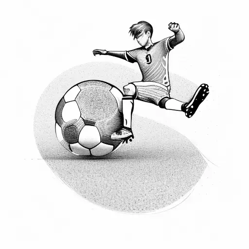A Futuristic Soccer Player Kicking A Ball In A Nature Setting