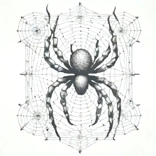 An Abstract Representation Of A Spider Intertwined With Cybersigilism Symbols On A Fence