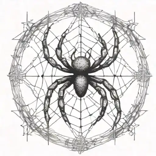 An Abstract Representation Of A Spider Intertwined With Cybersigilism Symbols On A Fence