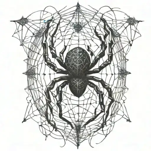 An Abstract Representation Of A Spider Intertwined With Cybersigilism Symbols On A Fence