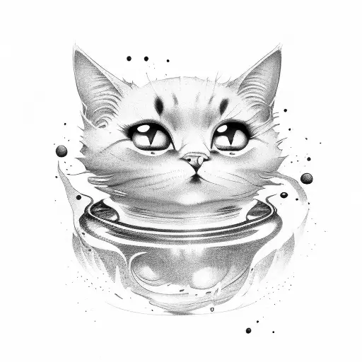 Spilled Inkwell With Ink Cat Paws Leading Away