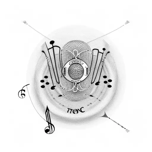 A Music Note Intertwined With Soccer Net