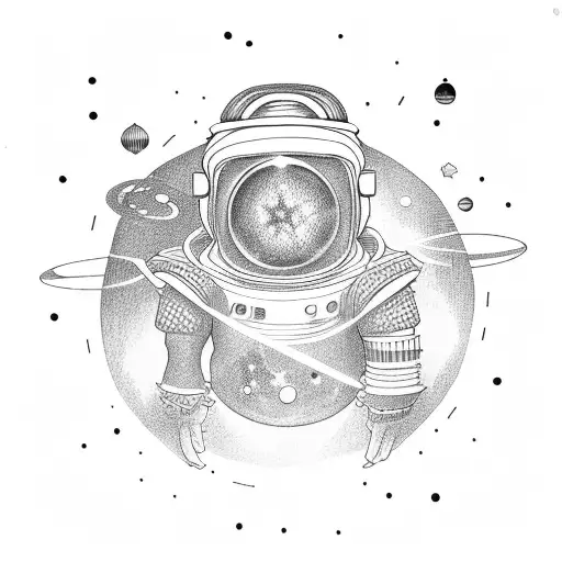 Astronraft With Umbrella In Space