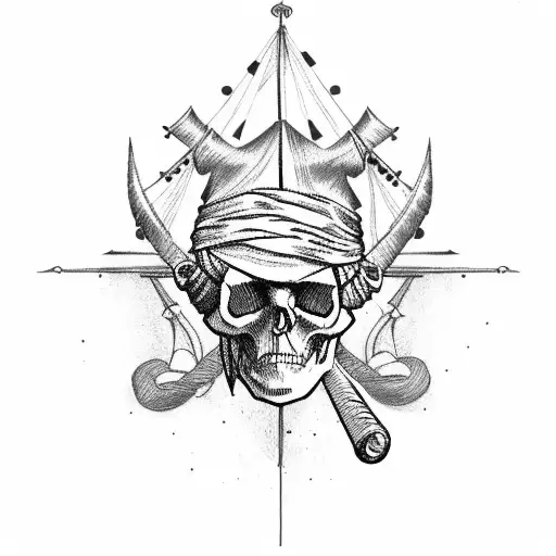 Pirate Ship With A Skull