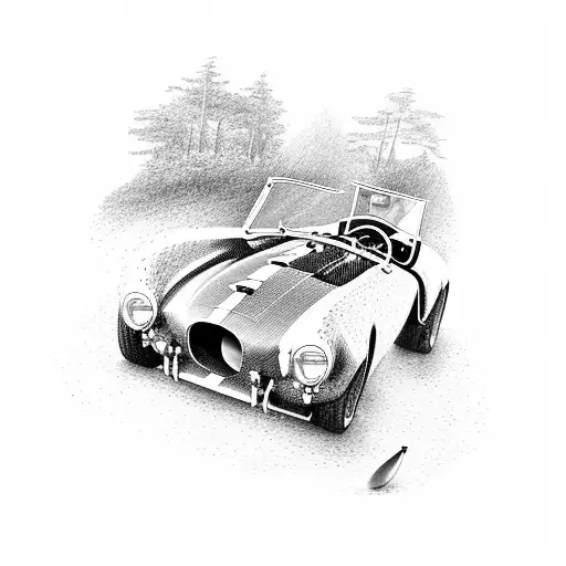 A Golf Course Landscape With A Shelby Cobra Car Racing Across It