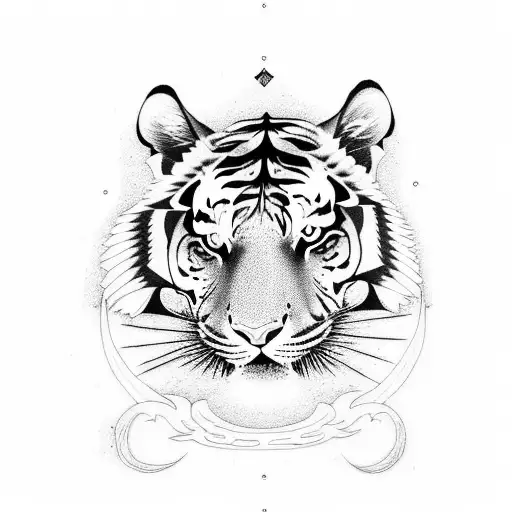 Tiger Chinese And Mapuche And Star Of Mapuche And Tribal Rapanui