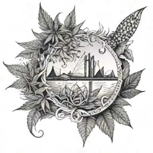 Rap Music Lyrics Intertwined With Cannabis Leaves And Australian Landmarks