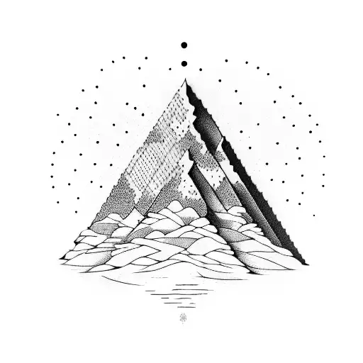 Line Tattoo Mountain In Square Box